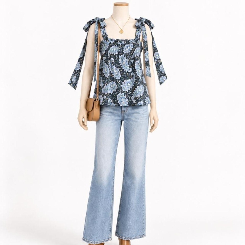 J.Crew Collection Floral Tie-Shoulder Top | Size Small